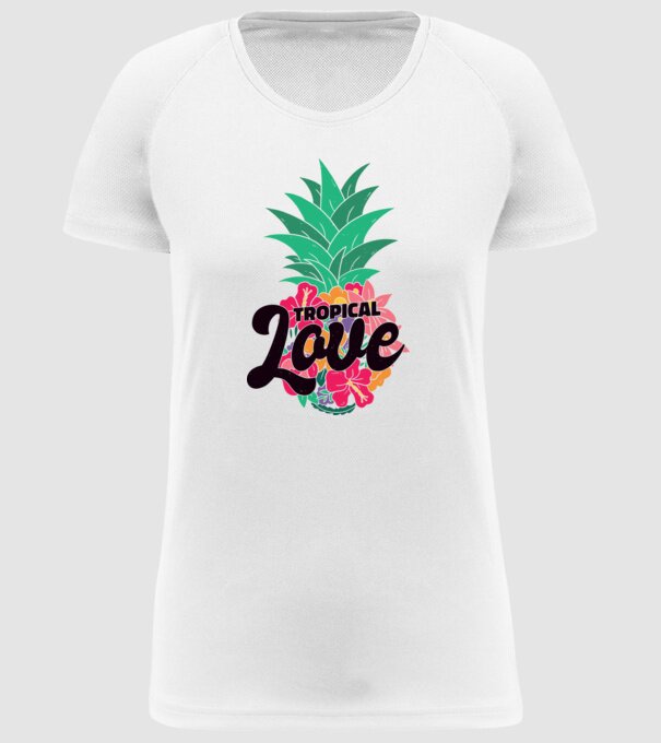 Ananas Tropical Love model alb pe tricou