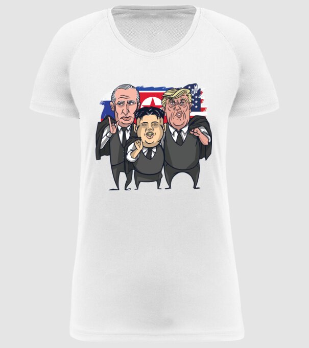Trump, Putin, Kim - trei prieteni buni model alb pe tricou