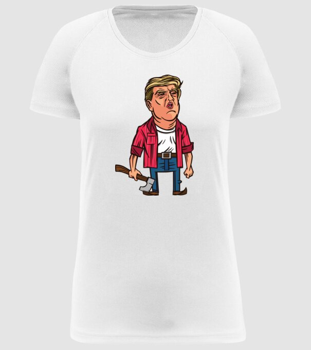 Trump tăietor de lemne model alb pe tricou