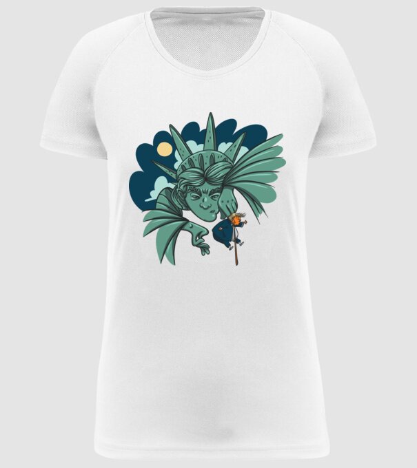 Trump a dat afară Statuia Libertății model alb pe tricou