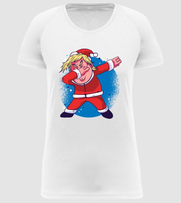 Trump Moș Crăciun dans DAB model alb pe tricou