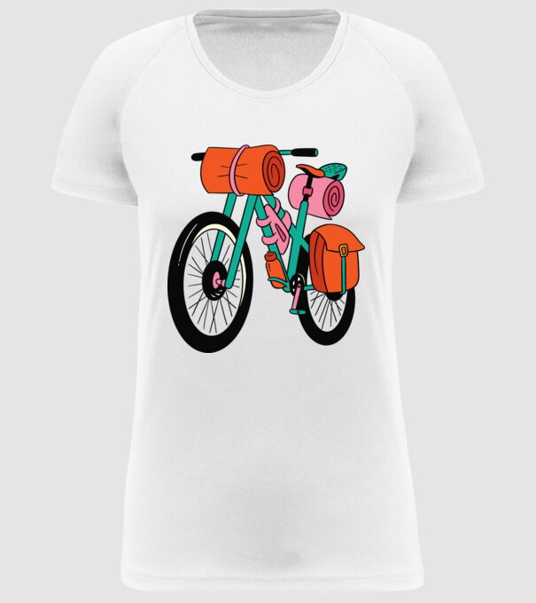 Bicicletă Drumeție model alb pe tricou