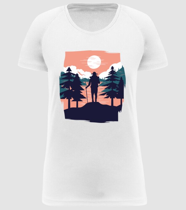 Drumeție model alb pe tricou
