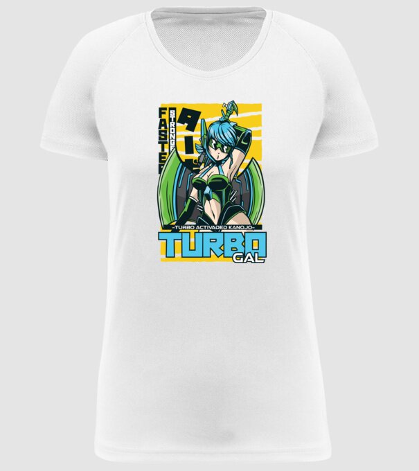 Turbo Gal Anime model alb pe tricou