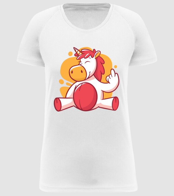 Unicorn arată degetul model alb pe tricou