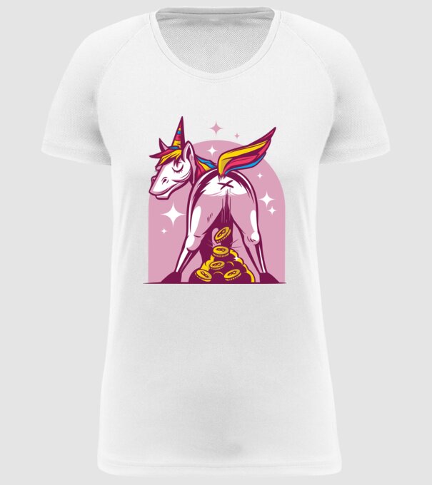Unicorn Bitcoin model alb pe tricou