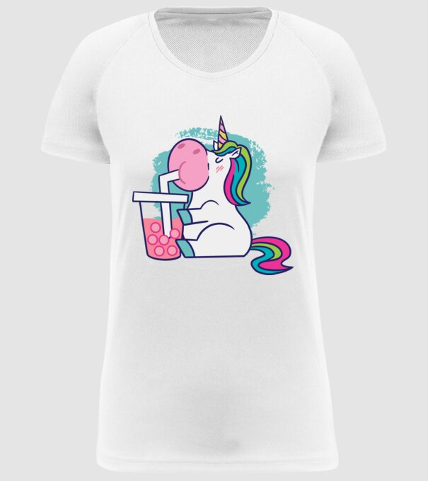 Unicorn Bubble Tea model alb pe tricou