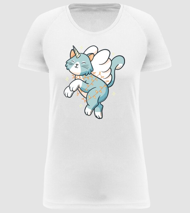 Pisică Unicorn model alb pe tricou