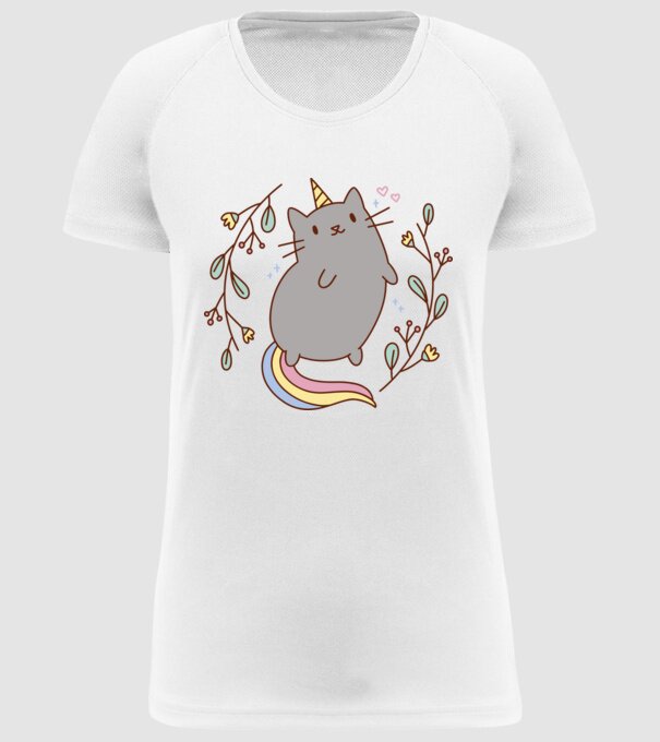 Pisică Unicorn model alb pe tricou