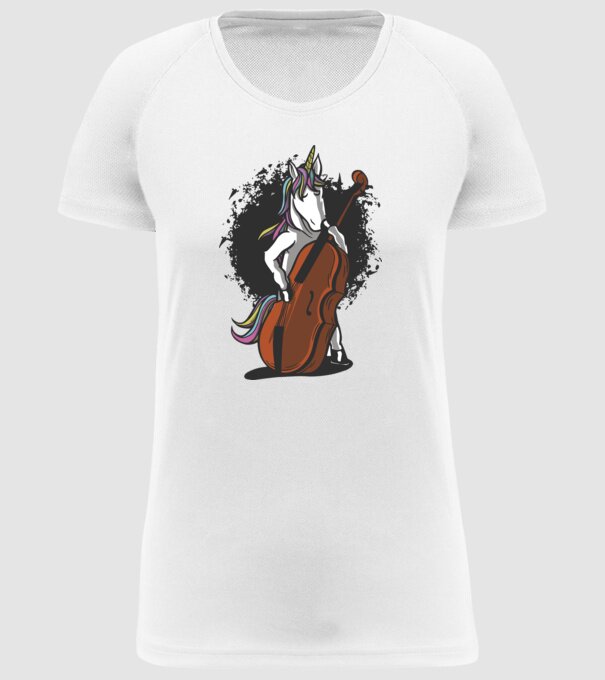 Unicorn cu violoncel model alb pe tricou