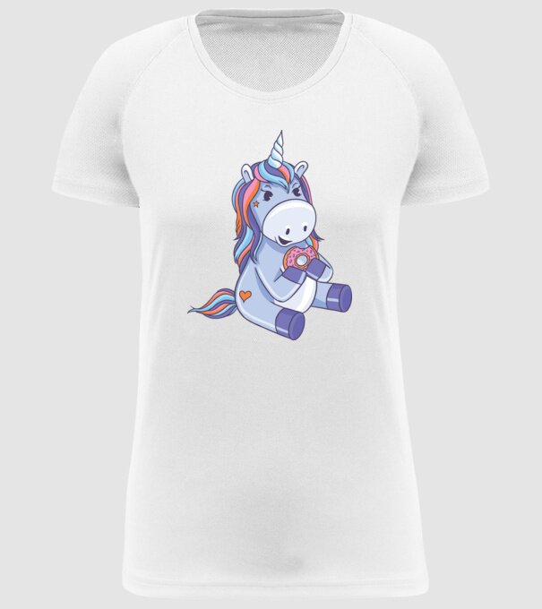 Unicorn cu gogoașă model alb pe tricou