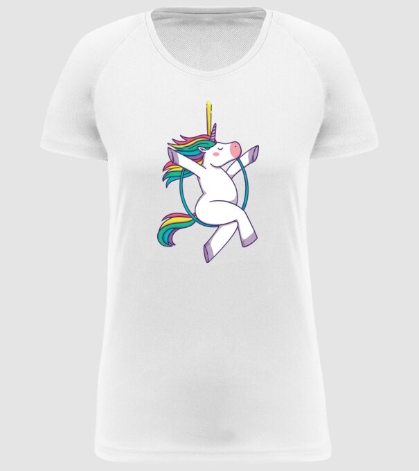 Unicorn pe cerc model alb pe tricou