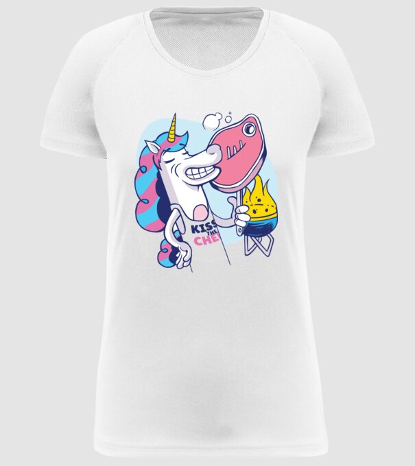 Unicorn Steak BBQ model alb pe tricou