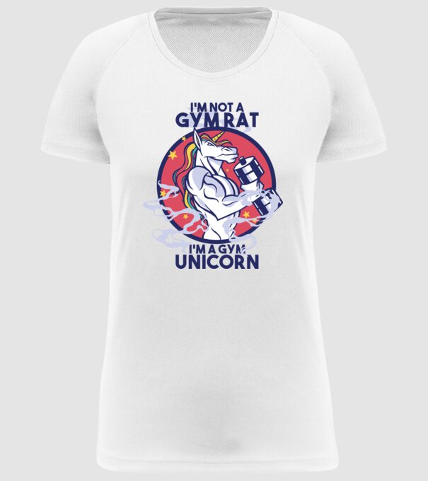 Unicorn antrenament cu haltere model alb pe tricou