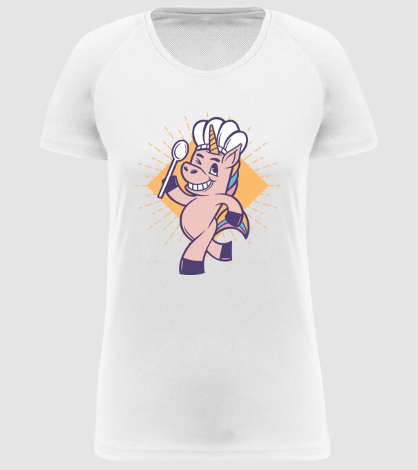 Unicorn Bucătar model alb pe tricou