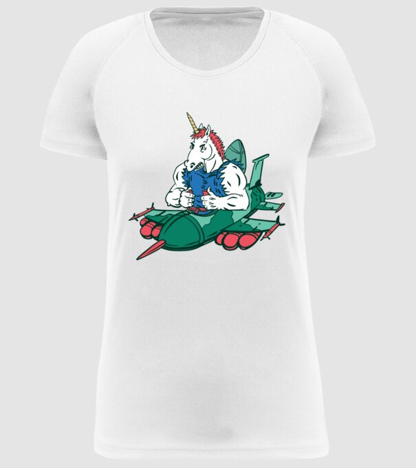 Unicorn Avion de vânătoare model alb pe tricou
