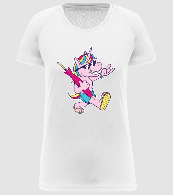 Unicorn În vacanță model alb pe tricou