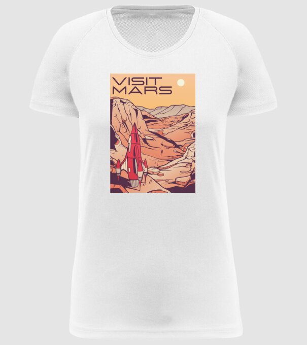 Călătorie pe Marte afiș model alb pe tricou