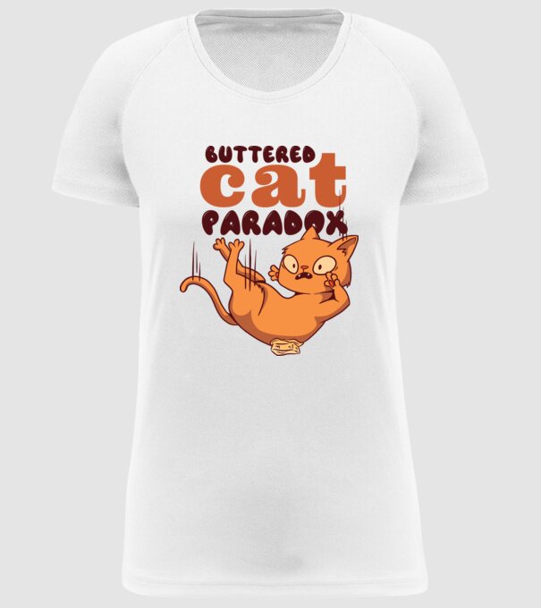 Paradox pisică cu unt model alb pe tricou