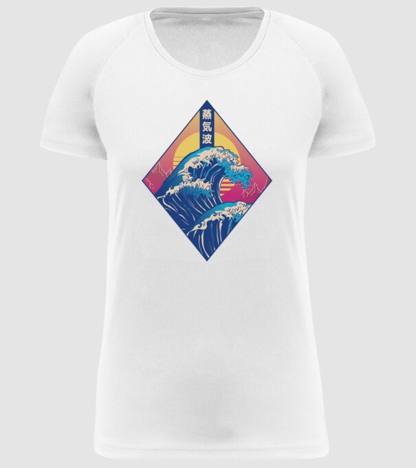 Vaporwave Val model alb pe tricou