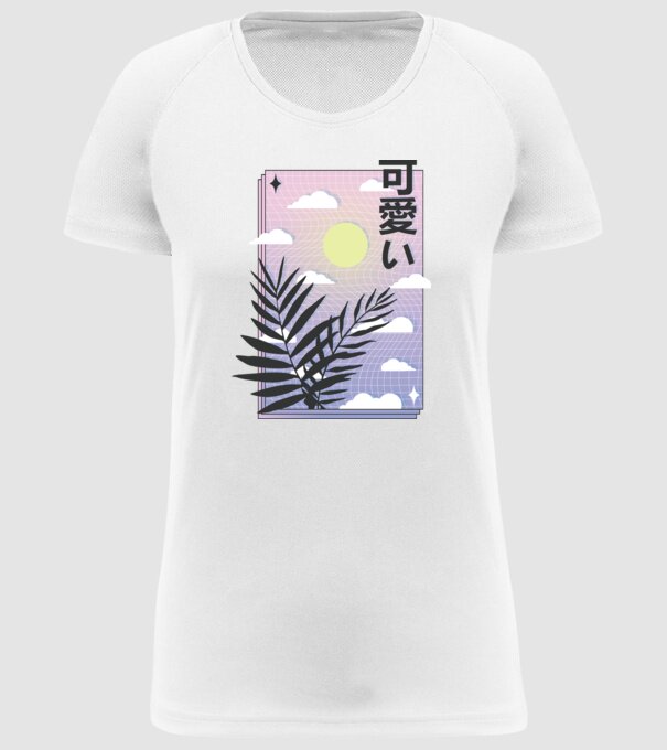 Vaporwave Val model alb pe tricou
