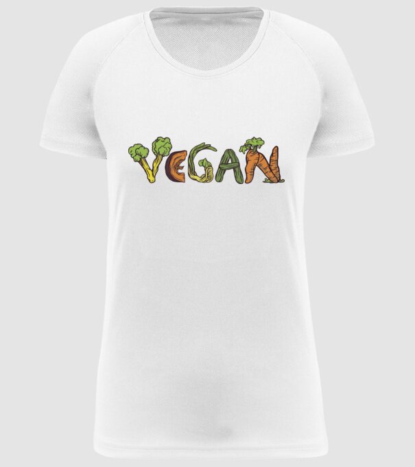 Inscripție legume vegan model alb pe tricou