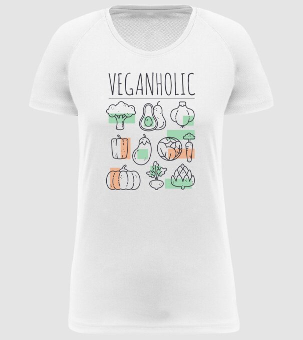 Veganholic model alb pe tricou