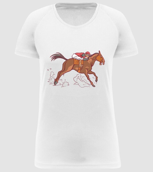 Cal de cursă Călăreț model alb pe tricou