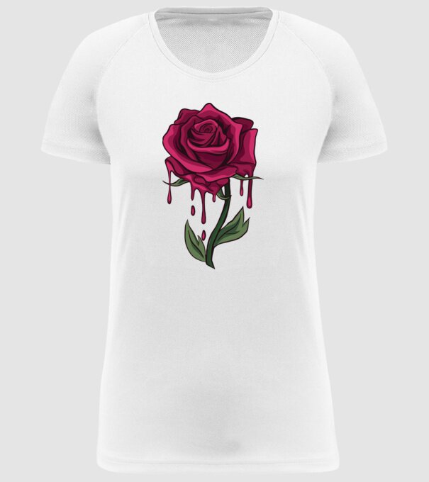 Trandafir sângerând model alb pe tricou