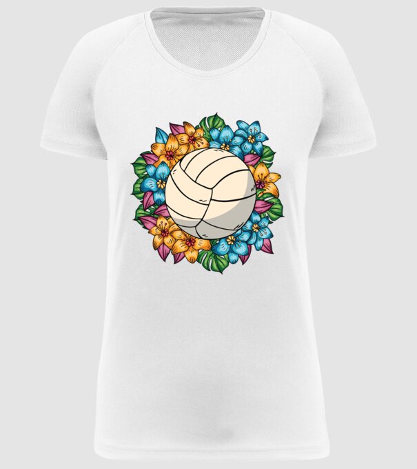 Minge de volei cu flori model alb pe tricou