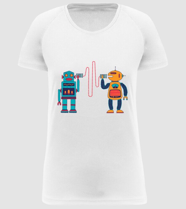 Walkie Talkie Robot model alb pe tricou