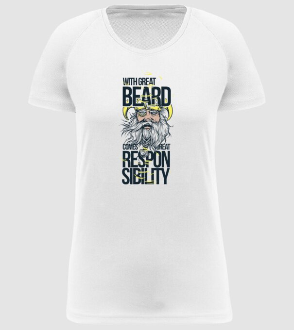 With great beard comes great responsibility model alb pe tricou