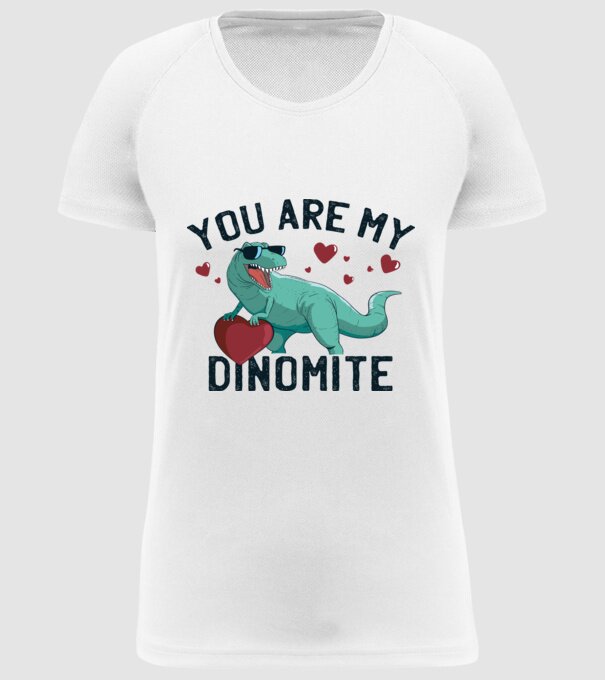 You are my Dinomite tricou cu dinozaur și inimă model alb pe tricou
