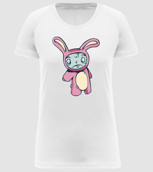 Iepuraș Zombie model alb pe tricou