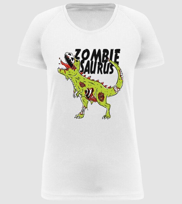 Zombiesaurus - Dinozaur Zombie model alb pe tricou