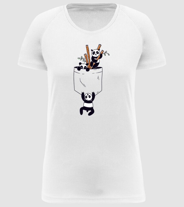 Panda de buzunar model alb pe tricou