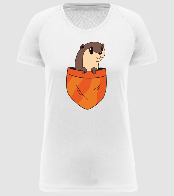 Vidra de buzunar model alb pe tricou