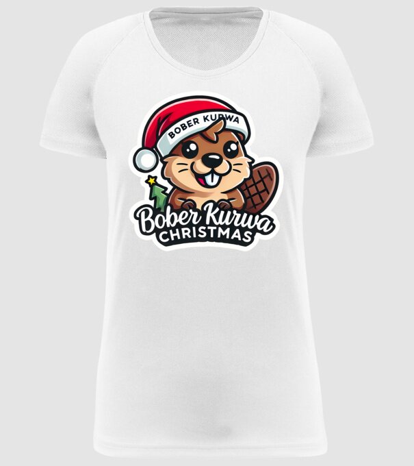 Bober Kurwa Christmas 1 model alb pe tricou