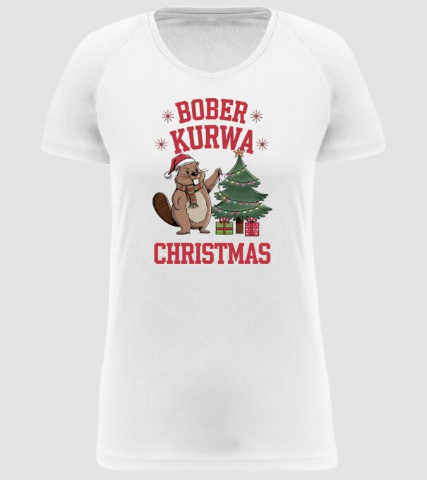 Bober Kurwa Christmas 3 model alb pe tricou