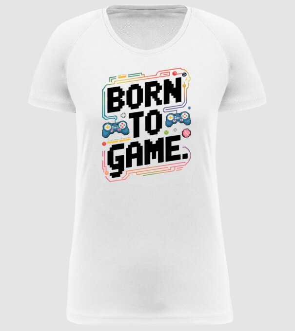 Born to Game Pixel Alb model alb pe tricou