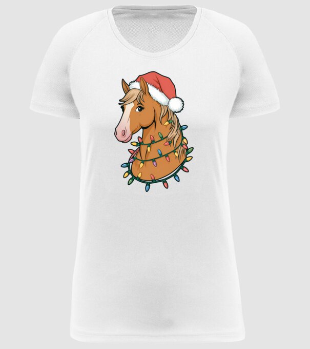 Cal de Crăciun model alb pe tricou
