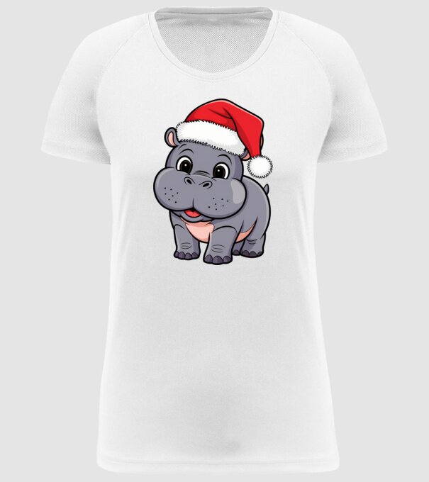 Crăciun Hippo model alb pe tricou