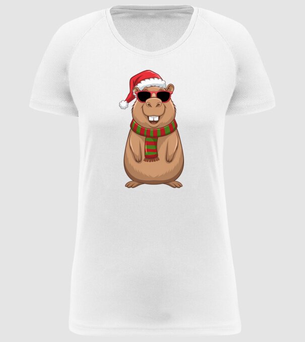 Crăciunul capybara model alb pe tricou
