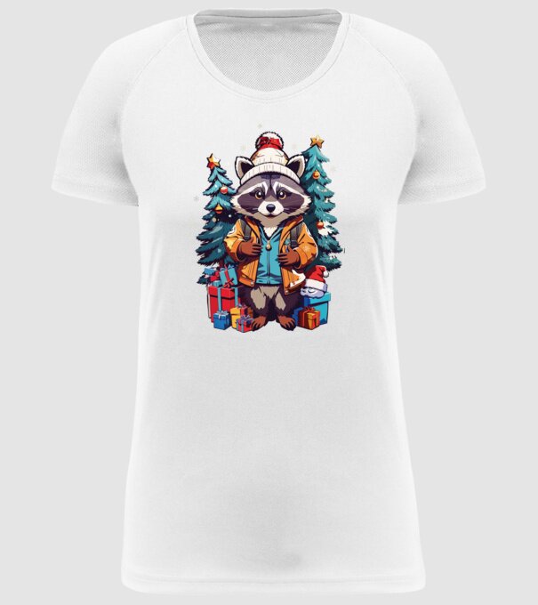 Crăciunul ratonilor model alb pe tricou