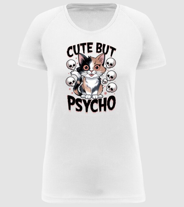 Cute, but Psycho pisică Alb model alb pe tricou