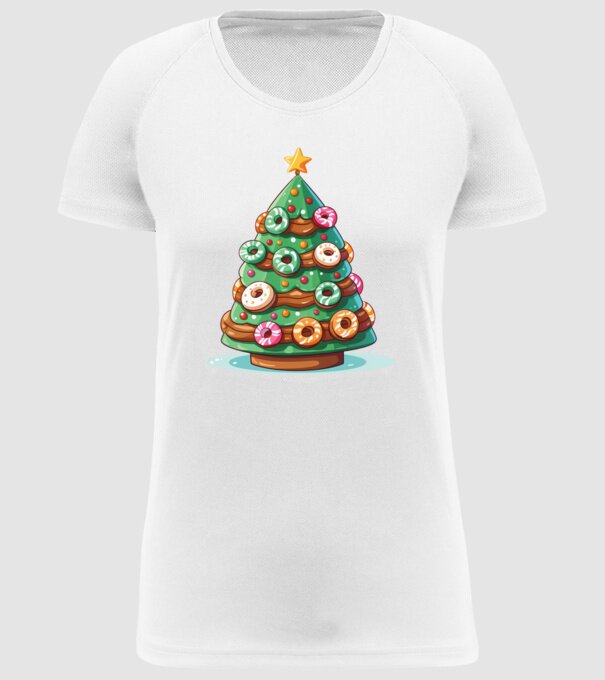 Doughnut pom de Crăciun model alb pe tricou