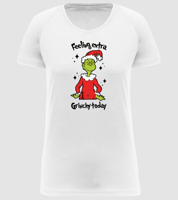 Feeling extra Grinchy today model alb pe tricou