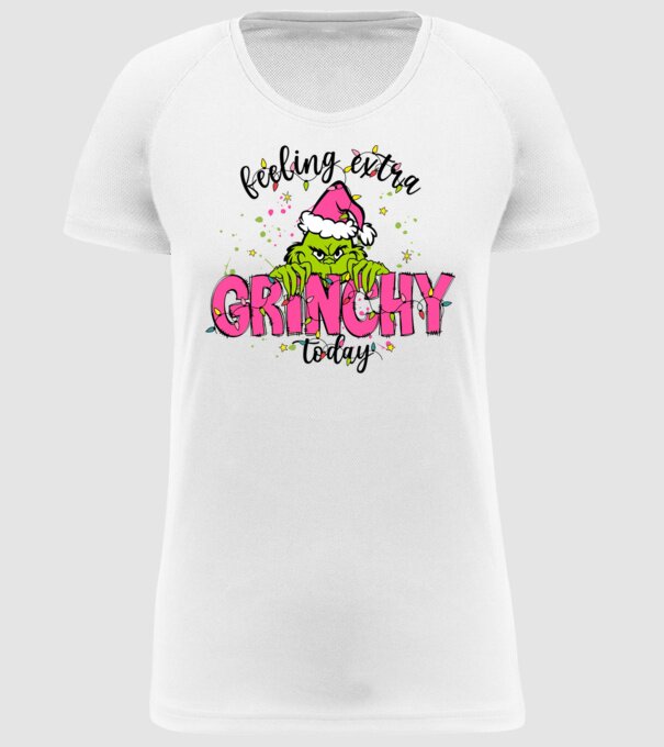 Feeling extra Grinchy today model alb pe tricou