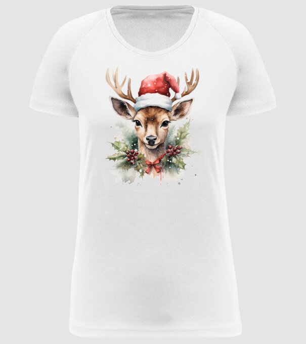 Festive Reindeer model alb pe tricou