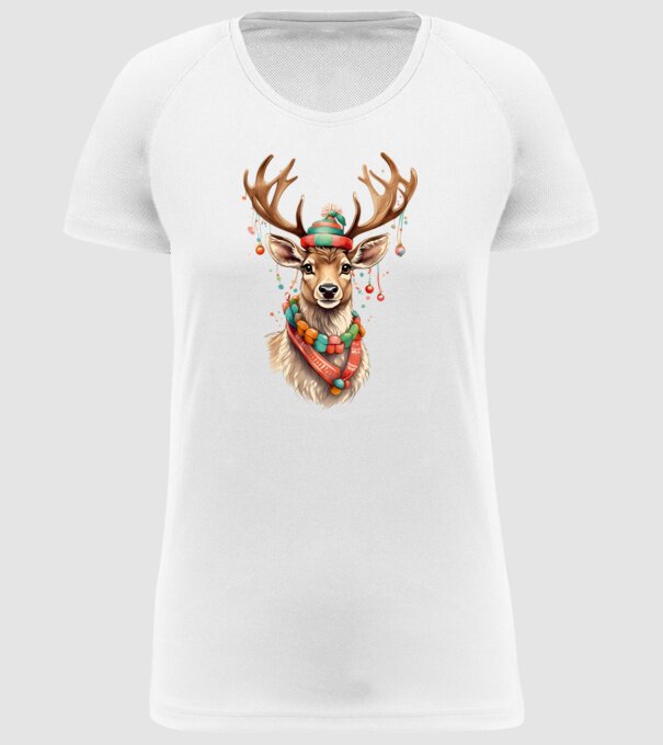 Festive Reindeer model alb pe tricou